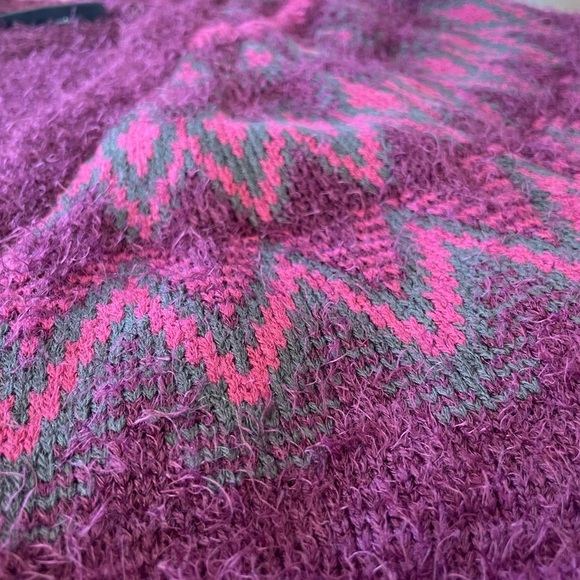 Thick cardigan fair isle Lane Bryant sweater 14 / 16 purple pink open front - Picture 3 of 4